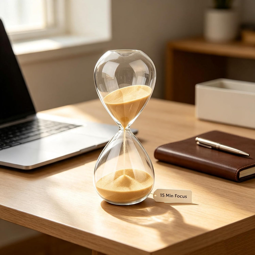 Hourglass, Champagne Sand Timer, 15 Minute Hand-Blown Glass