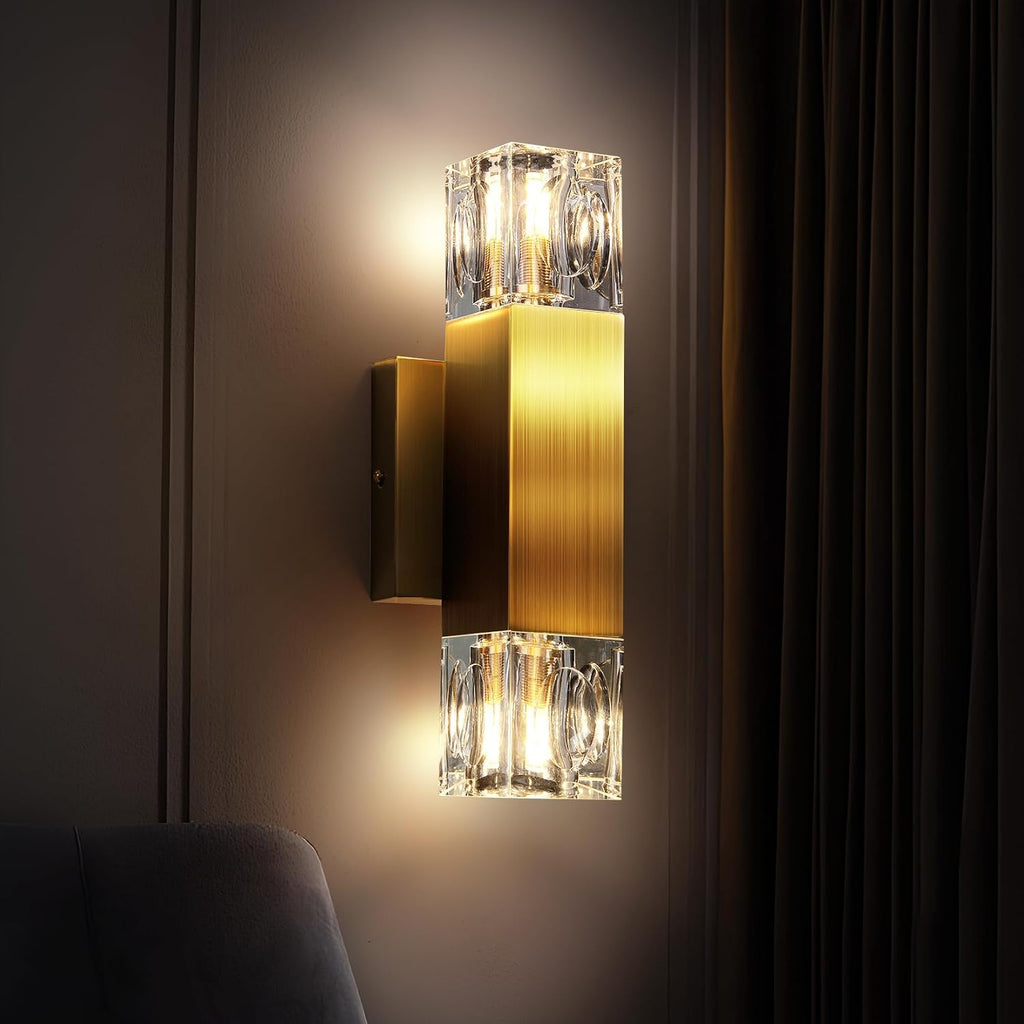 Crystal wall Sconces,Gold Wall Light Fixtures,Modern Vanity Lights for Bathroom,Luxury Indoor wall Lighting,Vanity