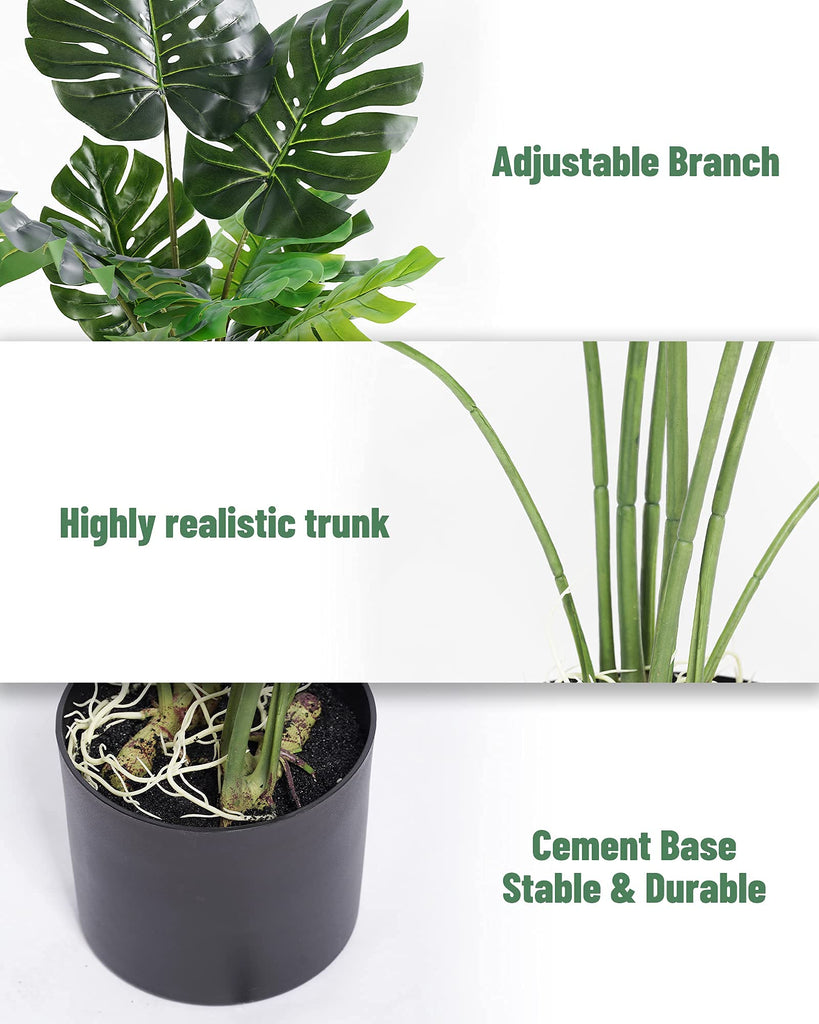 Artificial Monstera Plant 4FT Tall Fake Swiss Cheese Potted Faux Tropical Floor Plants Indoor Decorative House Palm
