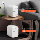 Mini Fridge, 4 Liter/6 Can Mini Makeup Fridge, 110V AC/ 12V DC Portable Thermoelectric Cooler&Warmer for Skincare