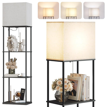 Large Size Floor Lamp with Shelves, Standing Lamps