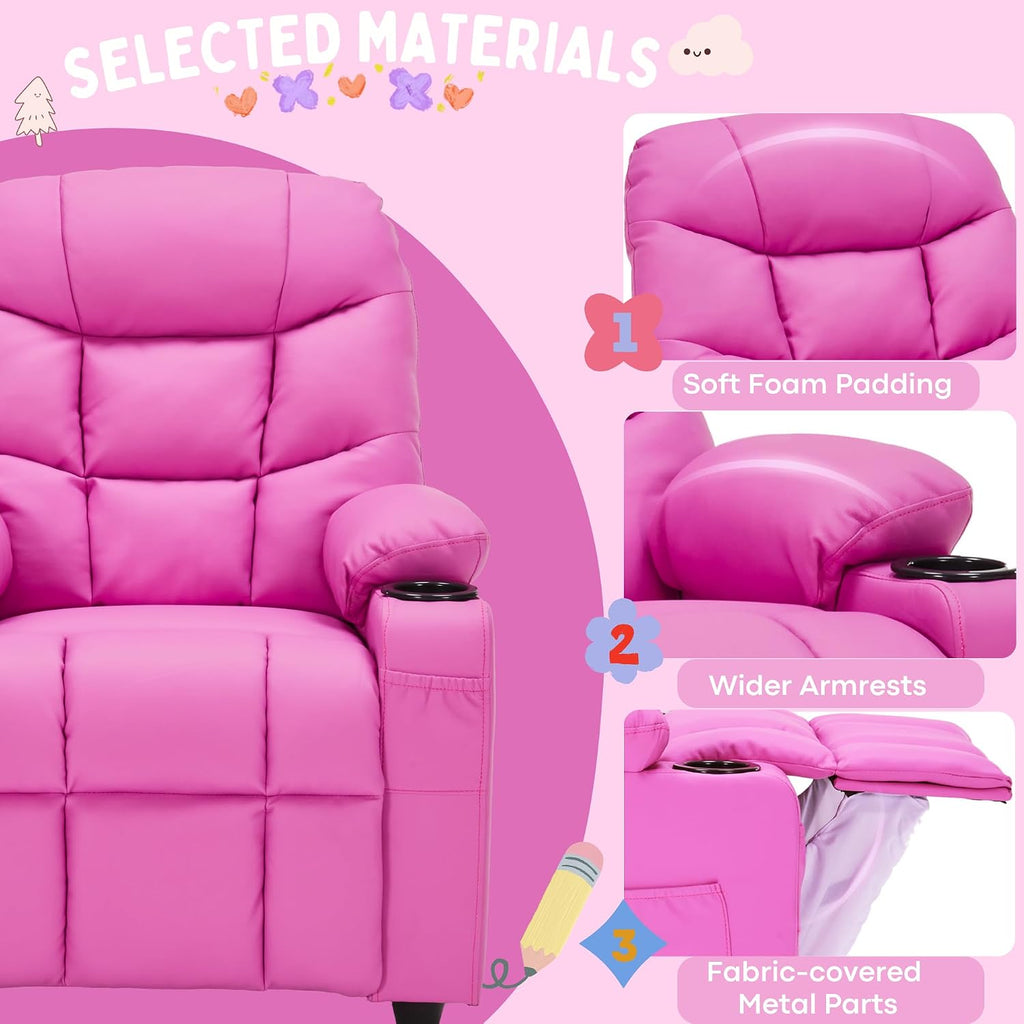 Kids Recliner Chair PU Leather Toddler Big Reclining Sofa Lounge Ages 3-12