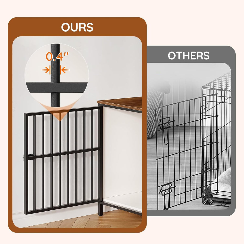 Dog Crate Furniture with Sliding Barn Door, Dog Kennel Indoor for Small/Medium Dogs, Heavy Duty Dog Cage with 2