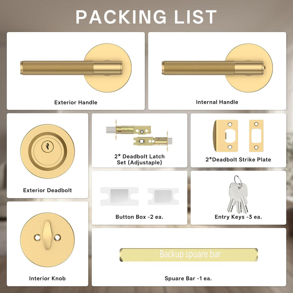 1 Pack Champagne Bronze Passage with Deadbolts