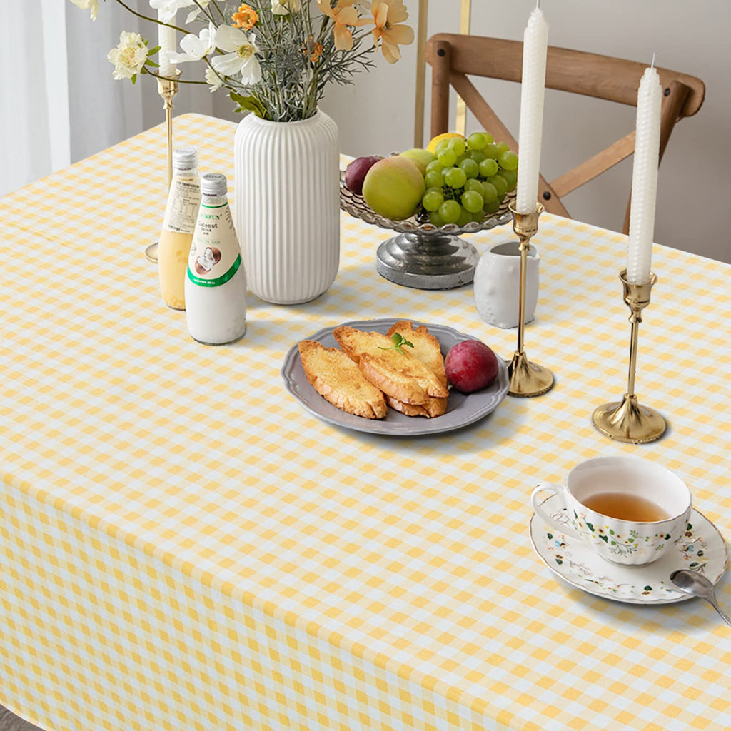 Yellow Gingham Tablecloth 54x108, Buffalo Plaid Checkered