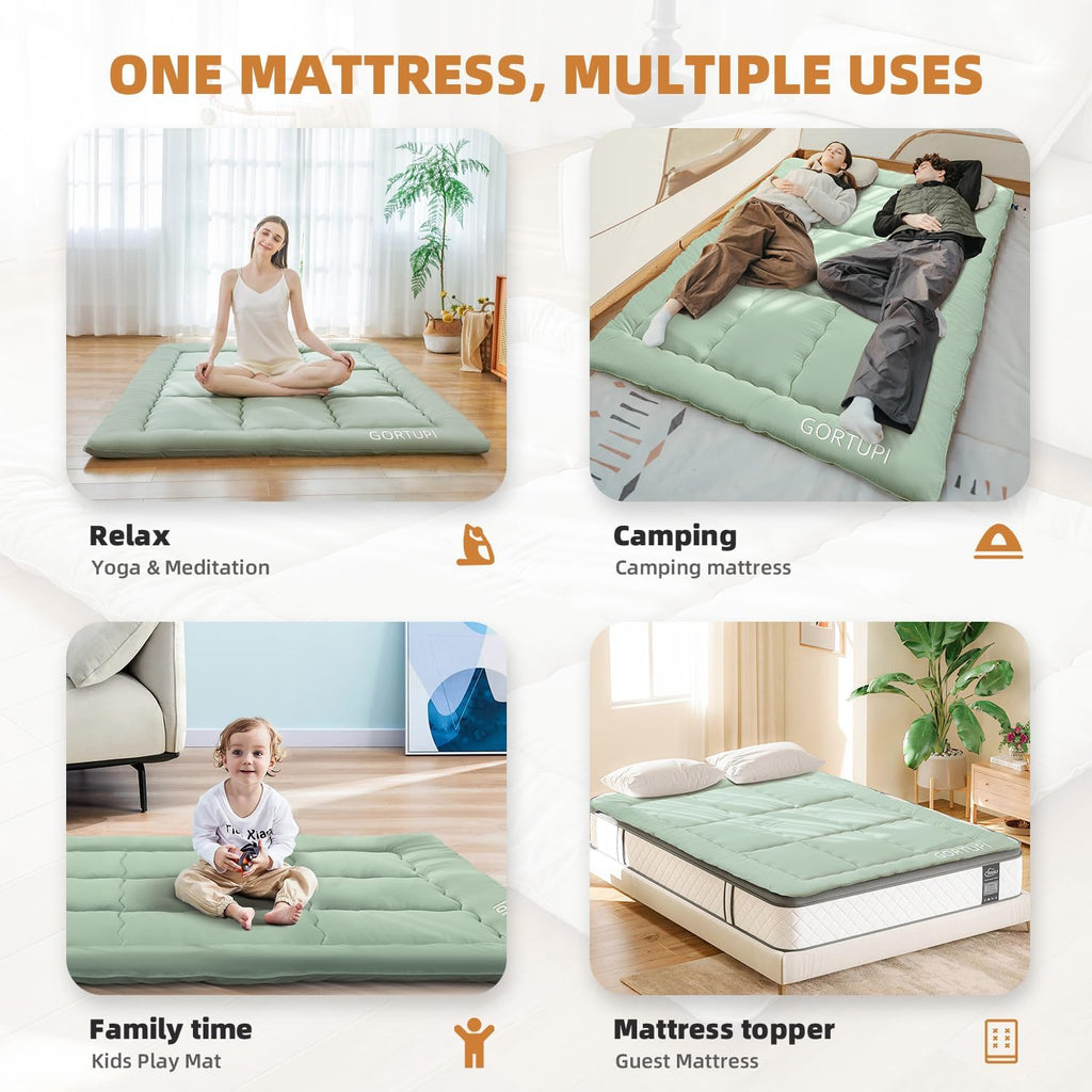 Japanese Floor Futon Queen Foldable Futon Mattress for Floor Tatami Mattress Portable Rollaway Bed for Guest Playmat