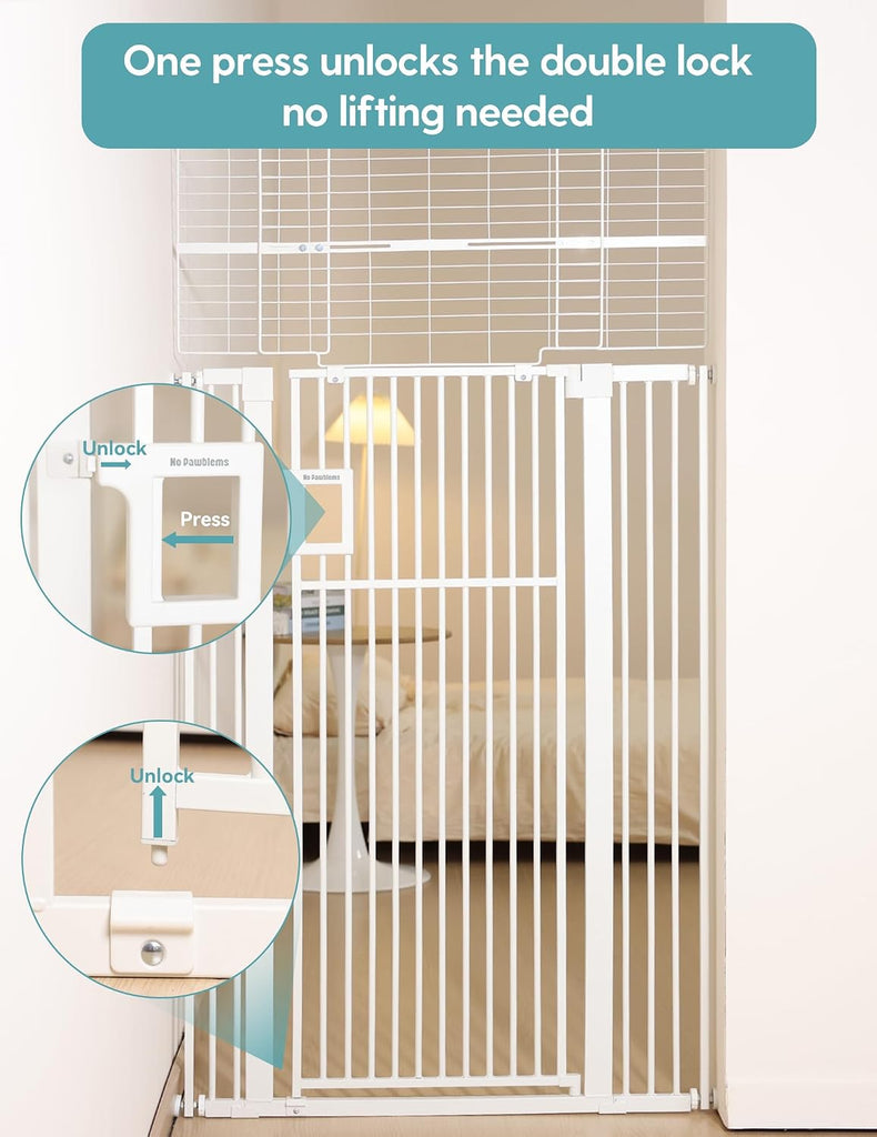 71" Extra Tall Pet Gate, 29"-43" Wide Pressure Mounted, White