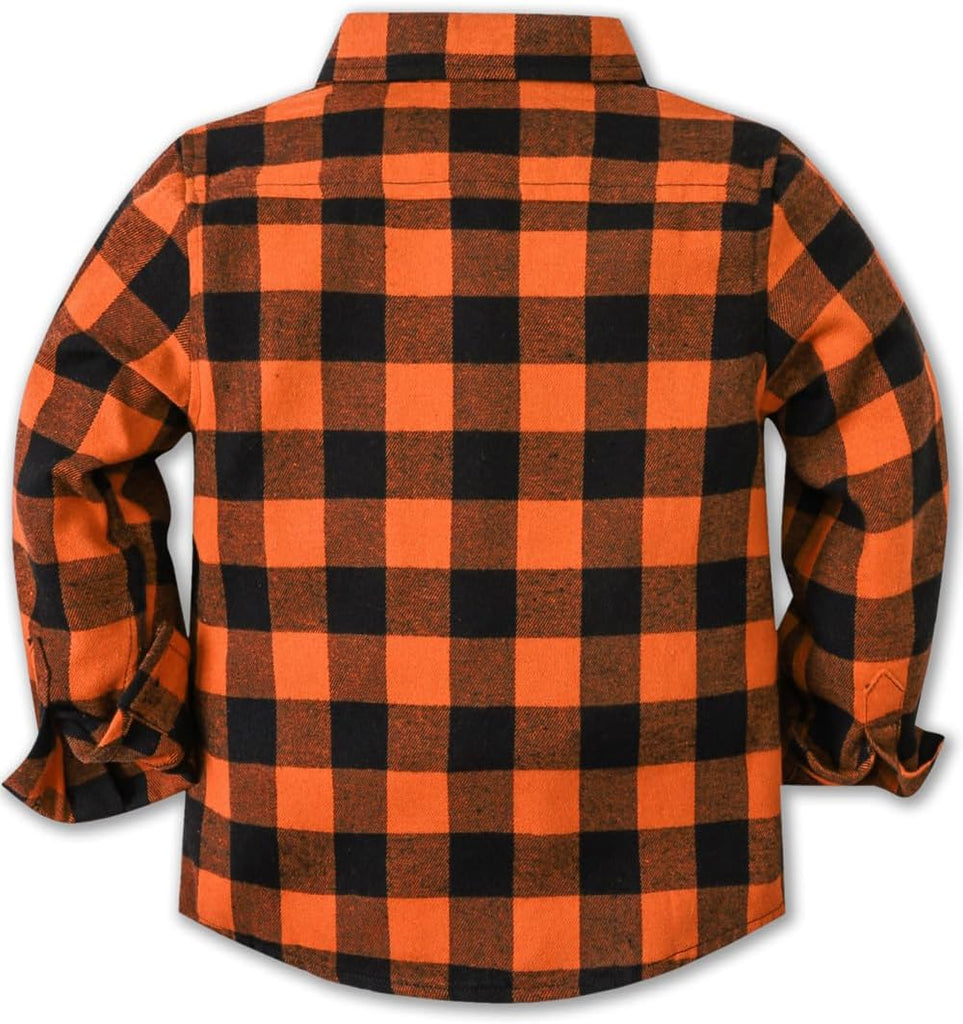 Boys Long Sleeve Flannel Plaid Shirt Button Down Shirts