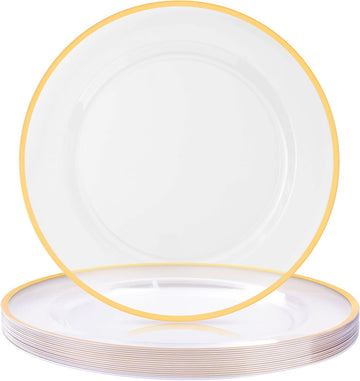 Inch Clear Charger Plates with Gold Rim - Set of 15