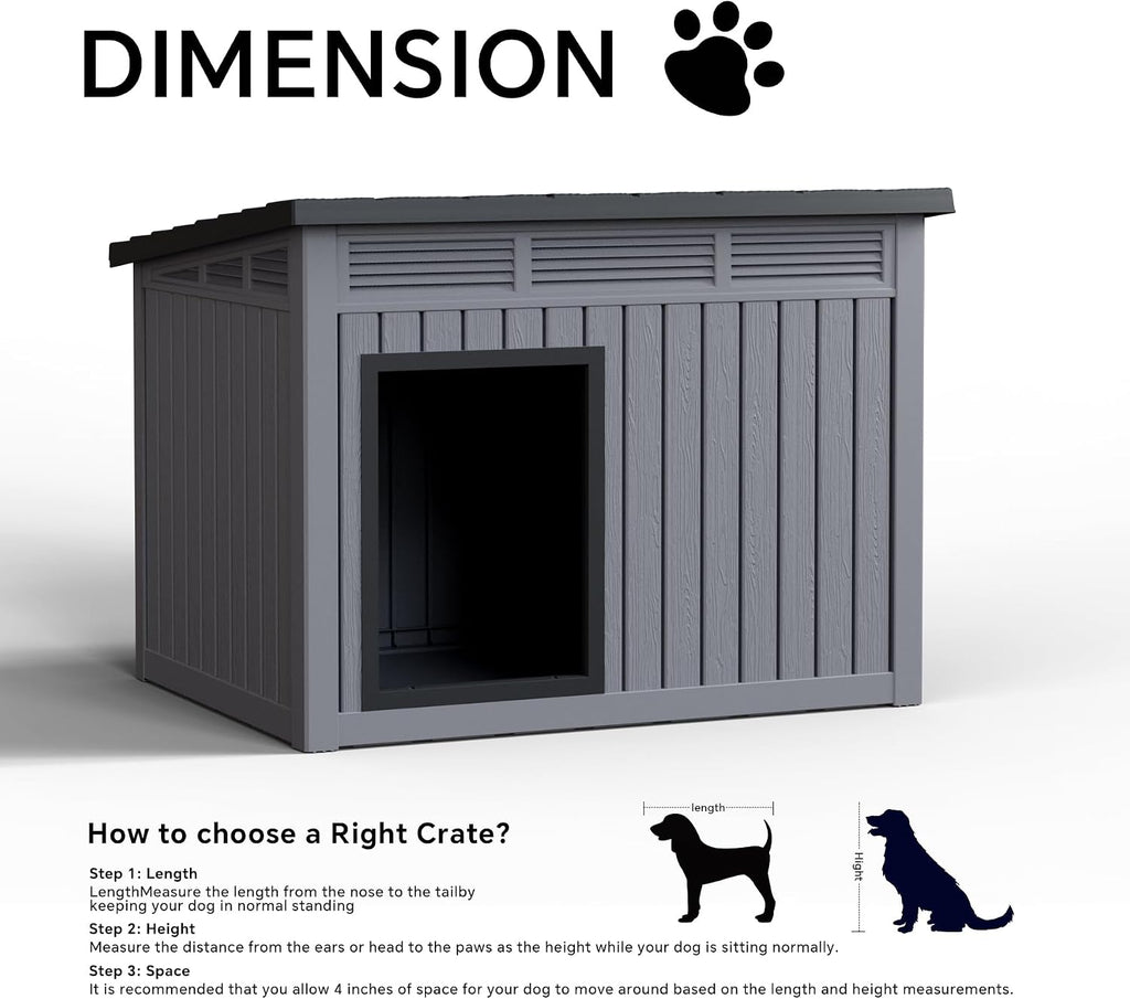 Dog House Indoor Outdoor, Waterproof Dog House for Small to Medium Dogs, Easy to Assemble and Clean, Doghouse with Air