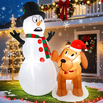 Inflatable Christmas Yard Decorations Outdoor Cute Blow up Xmas Decoration with Built-in LED Lights for Indoor