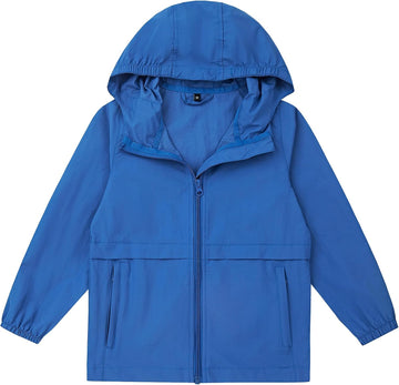 Boys Girls Windbreaker Hooded Jacket Lightweight Packable Rain Coat