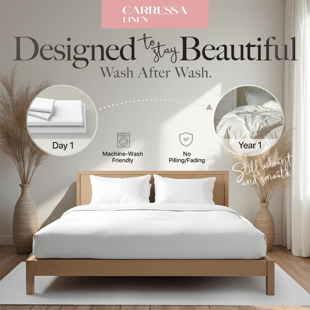 Organic Cotton Sheets Queen Size Percale Sheet, White
