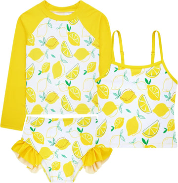 Girls Swimsuit Tankini Rash Guard Set Bathing Suits