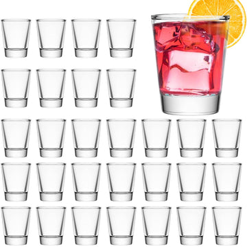 30 Pack Shot Glasses Set with Heavy Base, 1.6 oz Clear Shot Glasses Bulk, Small Whiskey Shot Glass for Vodka