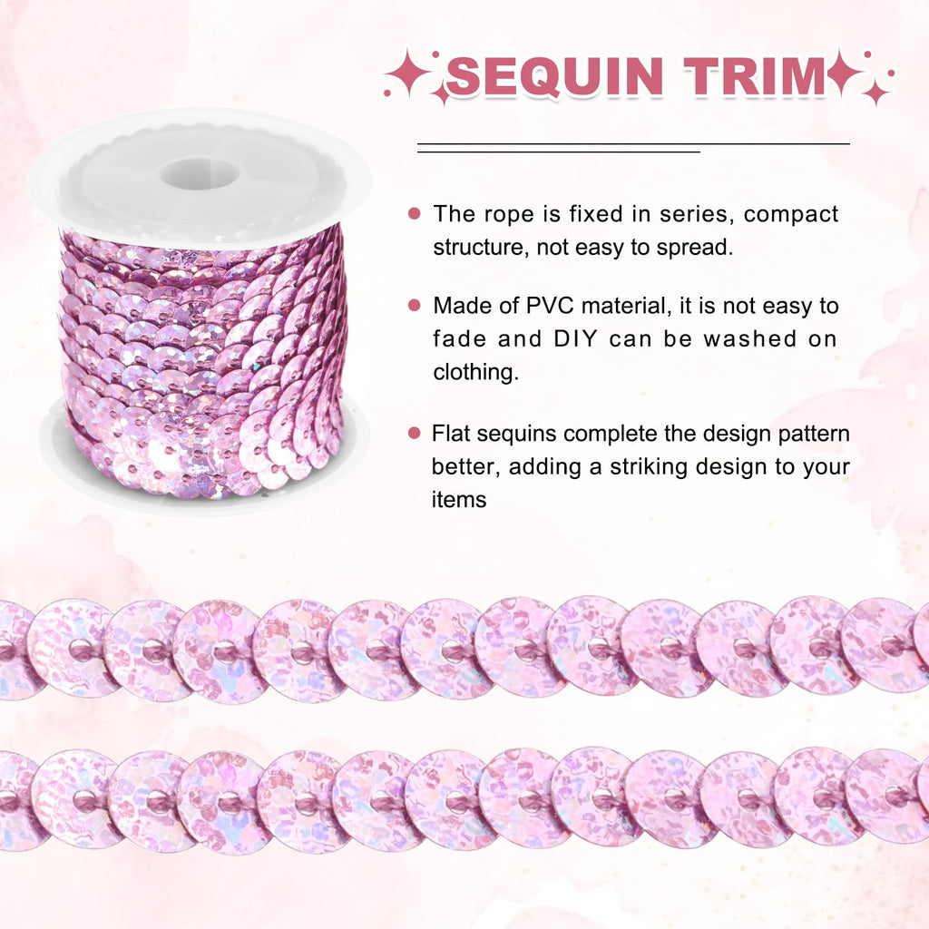 0.24 Inch 6mm Flat Sequin Strip Laser Sequins Fabric Paillette Spangle Sequins Trim for Crafts DIY - 2Pcs 5 Yards