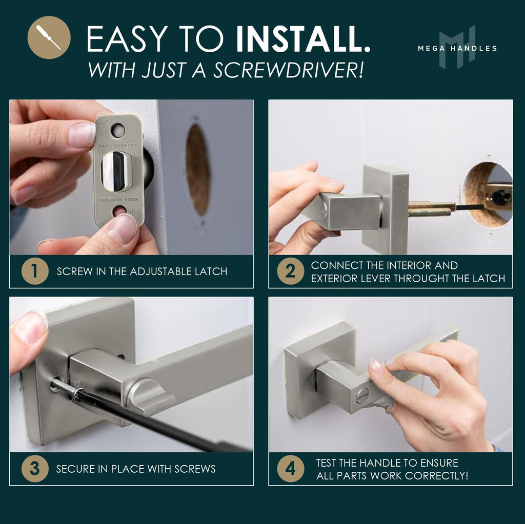Glamor Passage Door Lever Satin Nickel - Hallway No Lock