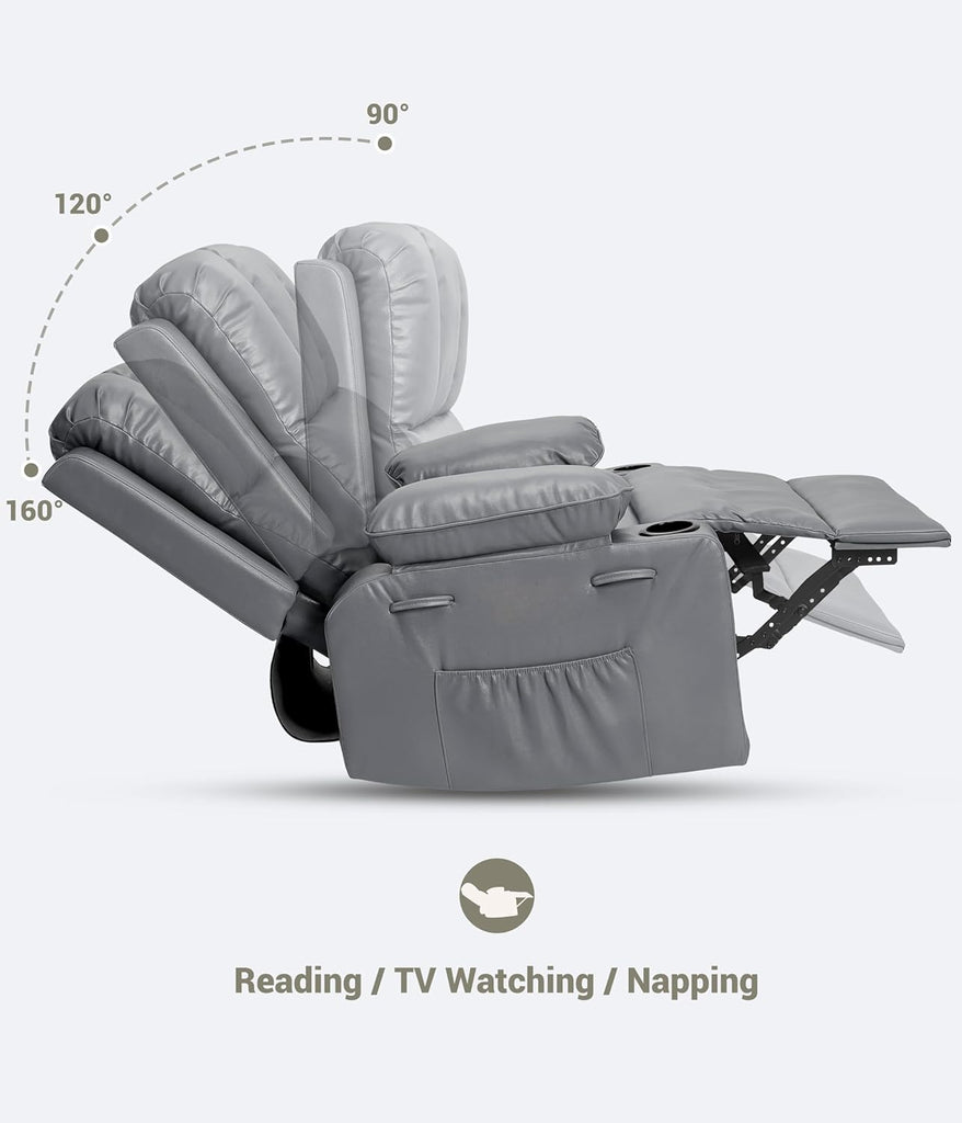 GarveeHome Recliner Chairs, Classic Manual Leather Recliner