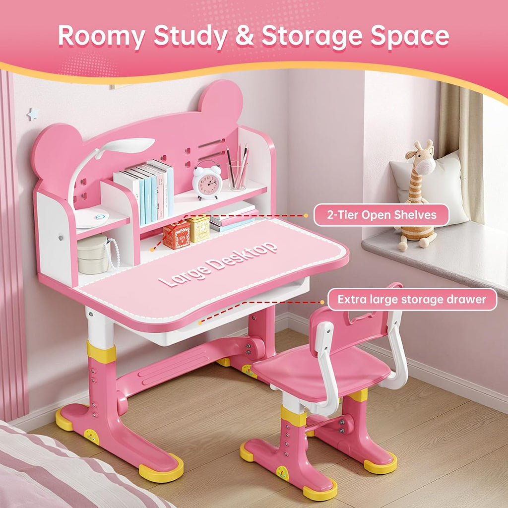 Kids Desk and Chair Set, Height Adjustable Kids Desk