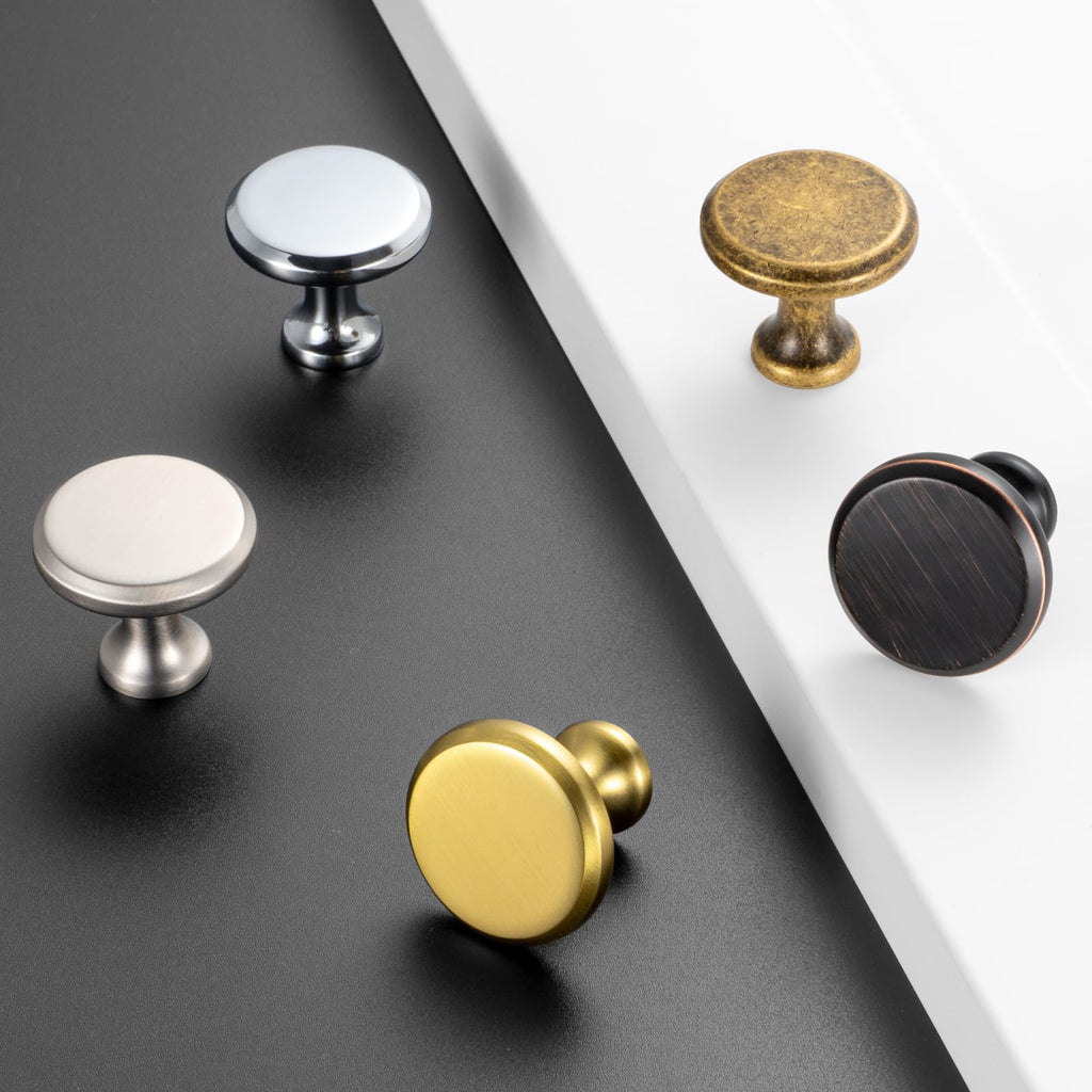 Brushed Gold Cabinet Knobs Round Kitchen Pulls 10 Pack 3126