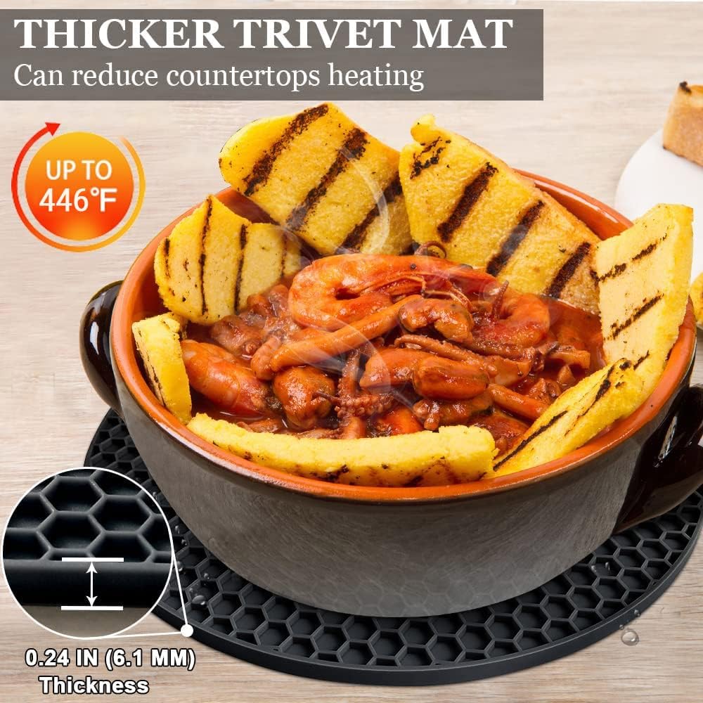 Silicone Trivet Mats - Heat Resistant Pot Holders Set, 2 Sizes 7 Inch & 9 Inch, Multipurpose Non-Slip Hot Pads - Set of 4