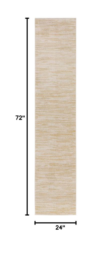 Essentials Ivory Gold 2' x 6' Area Rug - Easy Clean, Non Shedding, Bed Room, Living Room, Dining Room, Kitchen
