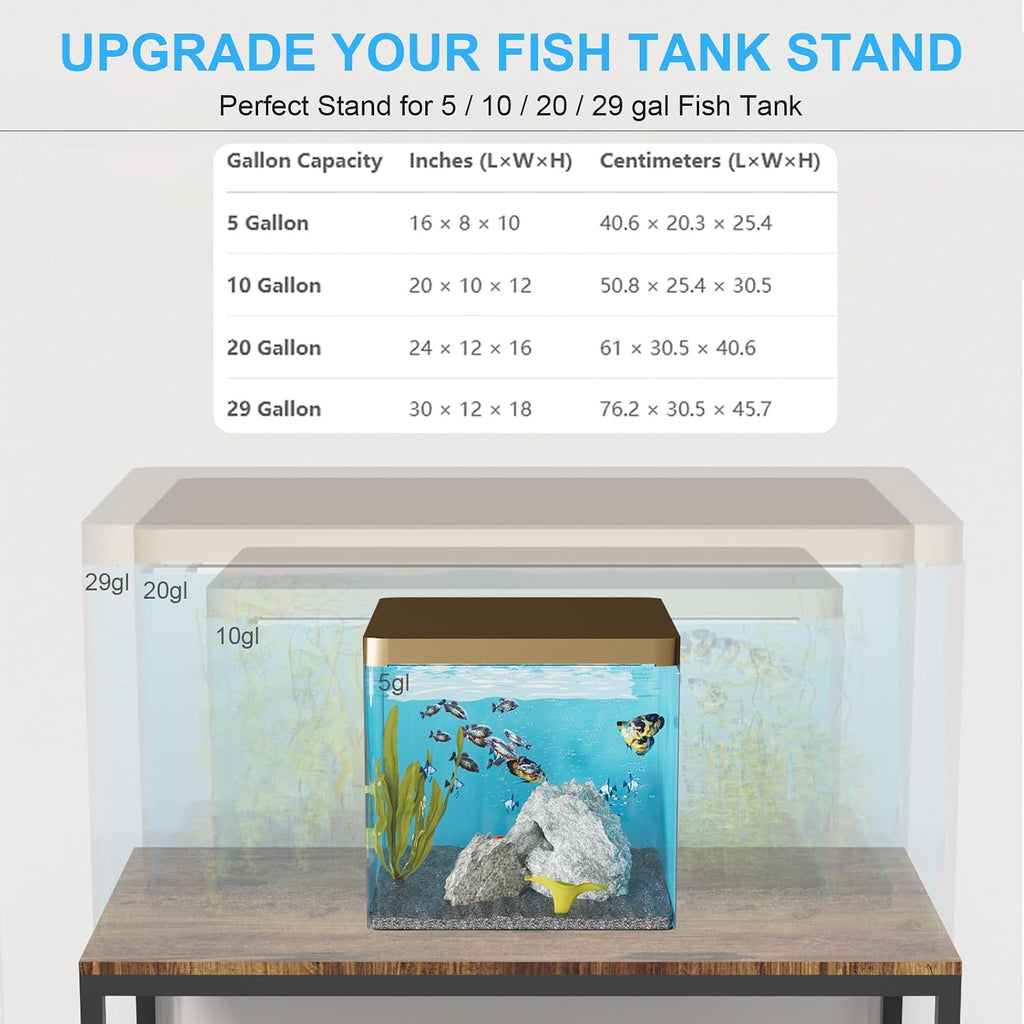20-29 Gallon Fish Tank Stand, 3-Tier Adjustable Large Aquarium Stand, Metal Reptile Breeder Turtle Terrarium Rack