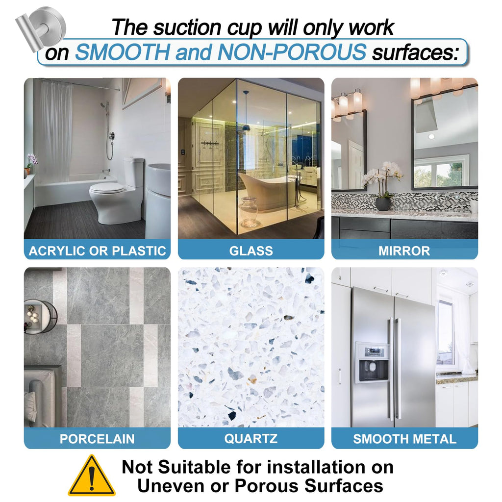 Suction Cup Hooks for Shower, No Drill Towel Hooks s