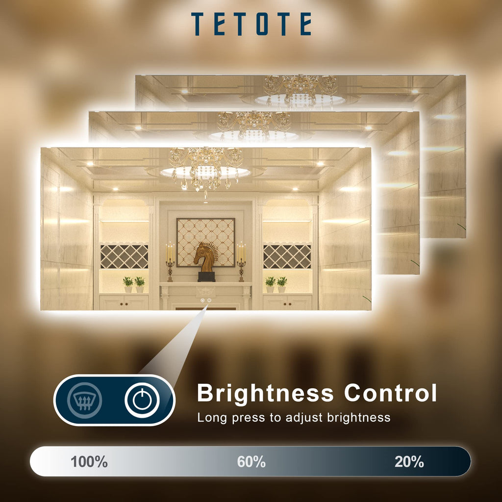 72 x 36 Inch LED Bathroom Mirror Backlit,AntiFog,Dimmable,CRI90+,Makeup,Vanity Mirror with Light,Lighted Mirror,Wall
