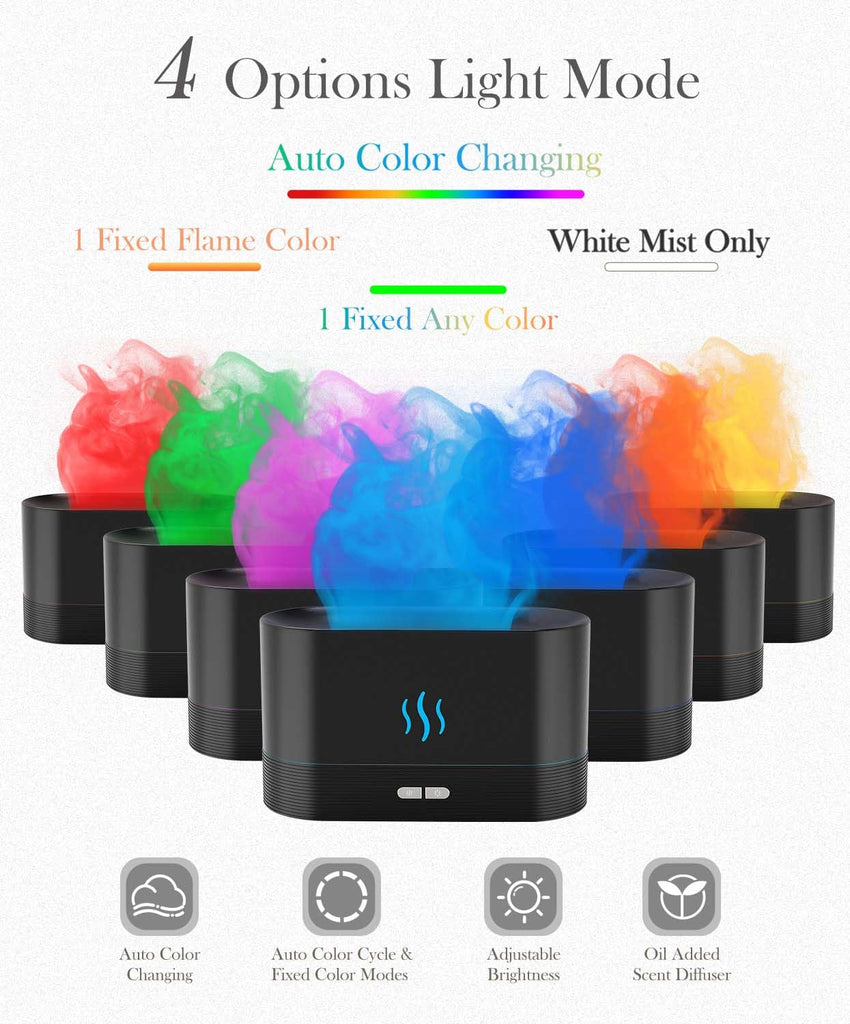 Essential Oil Diffuser, Humidifier with 7 Colors Flame Light, 180ml Air Humidifiers, Gifts - Portable, Auto-Off