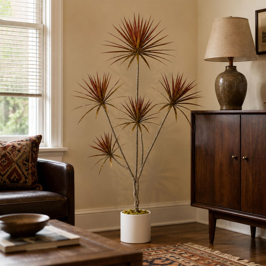 6ft Artificial Dracaena Marginata Fall Tree with Decorative Planter
