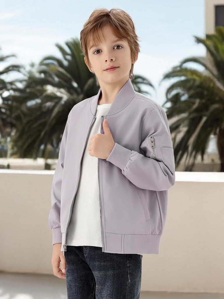 Boy's Bomber Jackets Kids Spring Fall Zip Up Varsity Windbreak Jackets