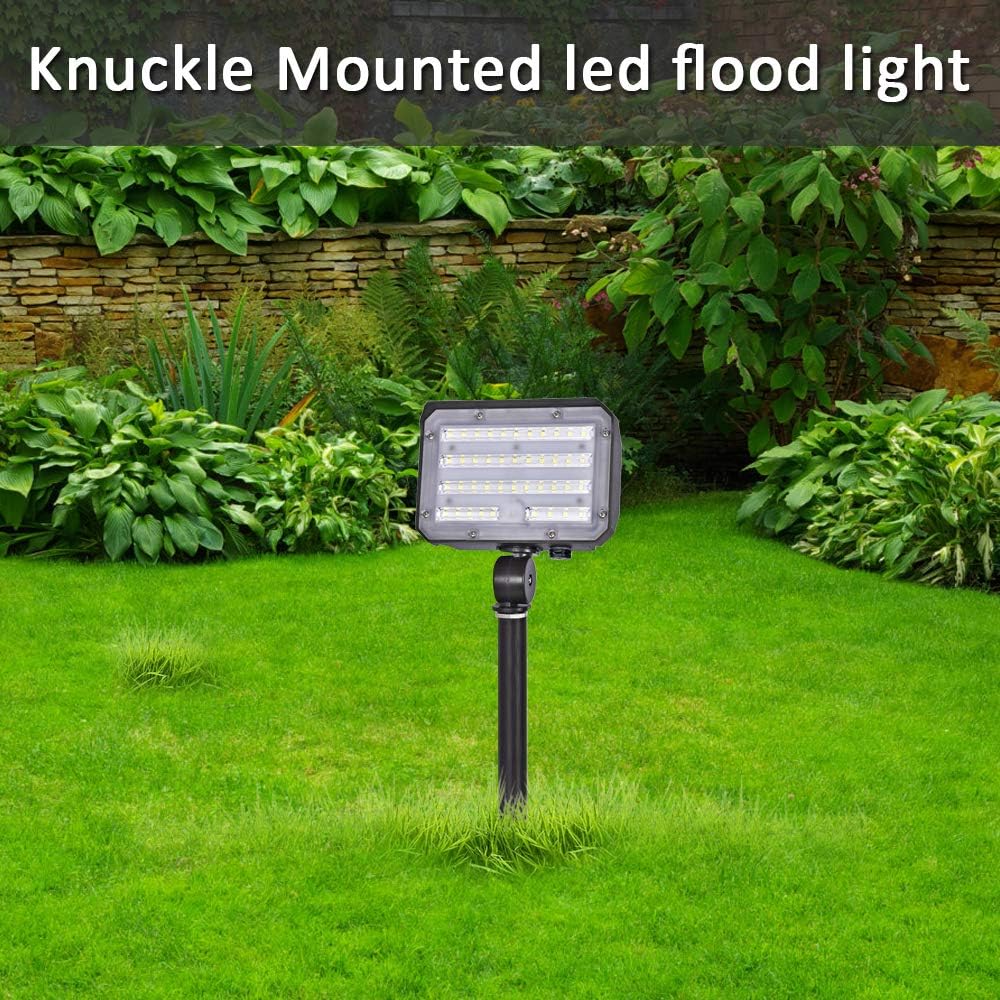 60W LED Knuckle Mount Flood Light, Outdoor Security Floodlights Fixture with Base, Dusk-to-Dawn Photocell Daylight
