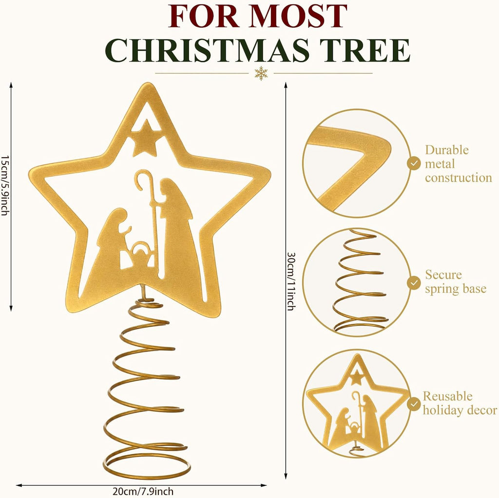 Nativity Christmas Tree Topper Metal Star Nativity Scene