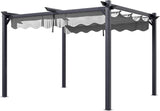10'x12' Outdoor Pergola with Retractable Canopy, Patio Metal - Image 8