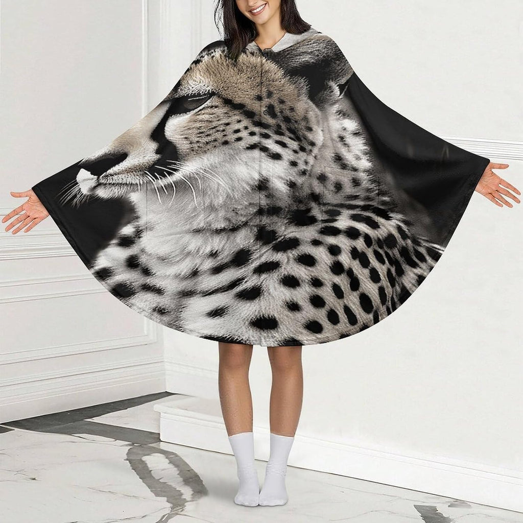 Cheetah Wearable Blanket Hoodie Flannel Hooded Blanket | Sweatshirt Oversized Cozy Sweater Gift