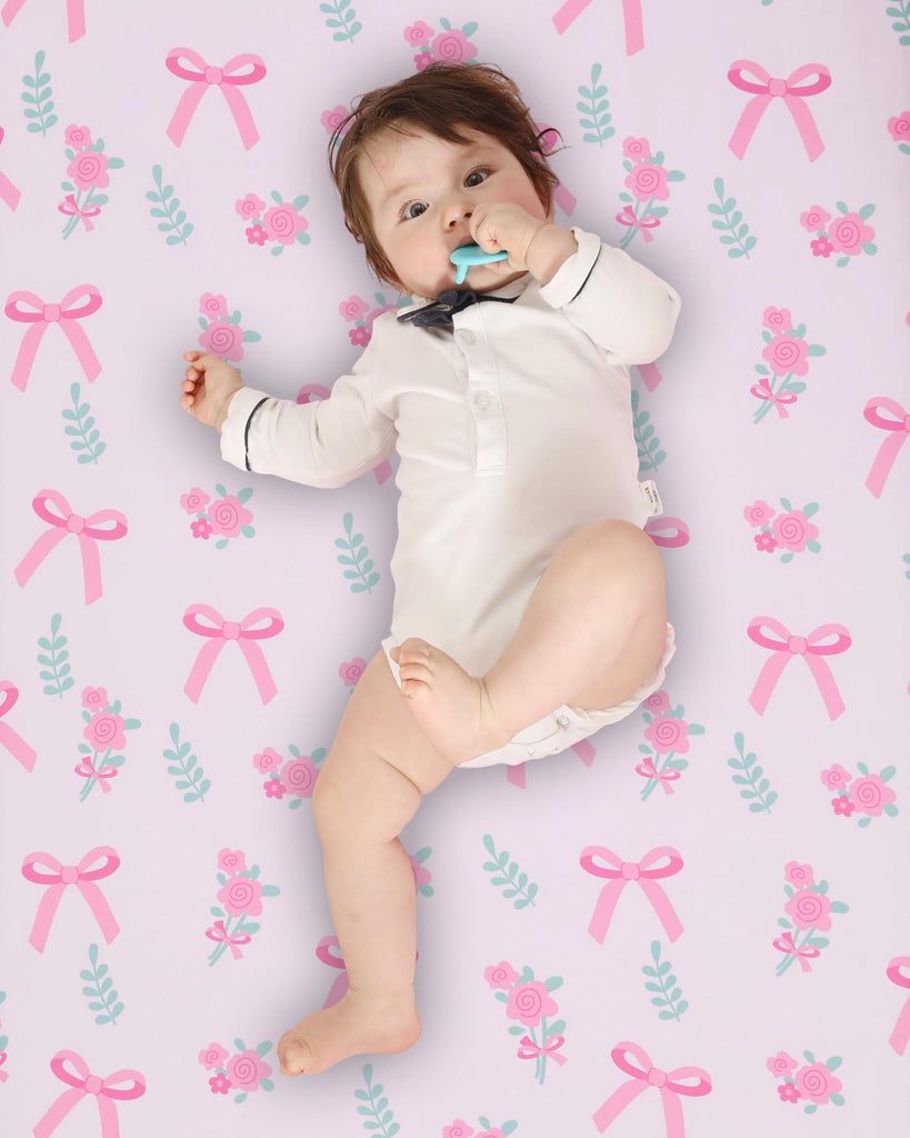 Fitted Baby Crib Sheets, 4 Pack, 52x28 in, Strawberry Pink