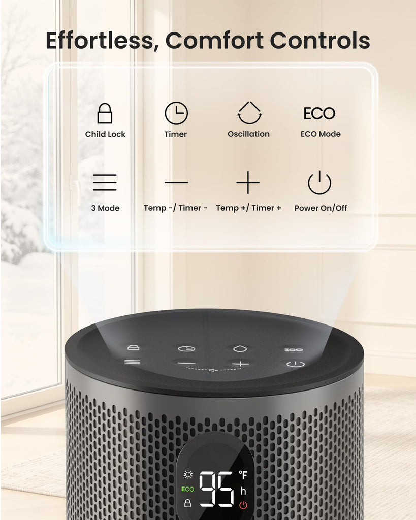 Space Heater for Indoor Use, Portable Heaters with 75° Oscillation
