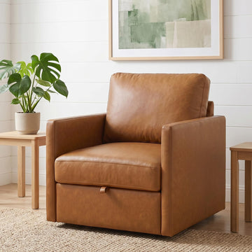 Swivel Accent Chair with Storage, Mid Century Living Room Chairs