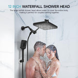 Rain Shower Head with Handheld Spray Combo Set, Adjustable 12" Rainfall Dual Shower Head, Double&Tandem Shower Head