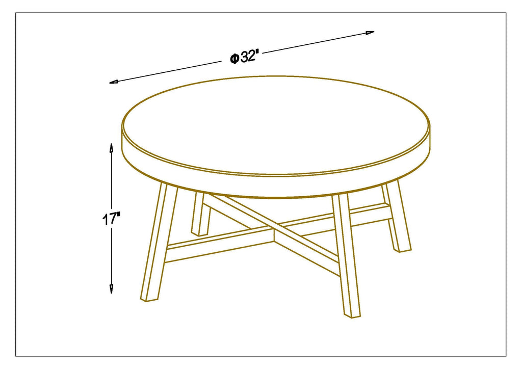 Round Coffee Table, Seagrass Coffee Tables, Pine Wood X Base Frame Cocktail Table, Easy Assembled, Multiple Sizes