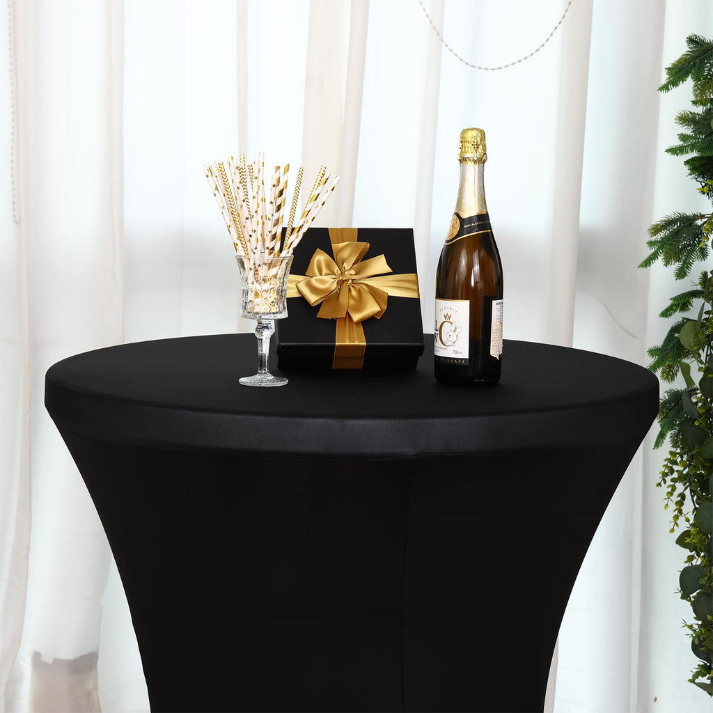 4 Pack Cocktail Tablecloth Bar Top Table Covers Round Black Spandex