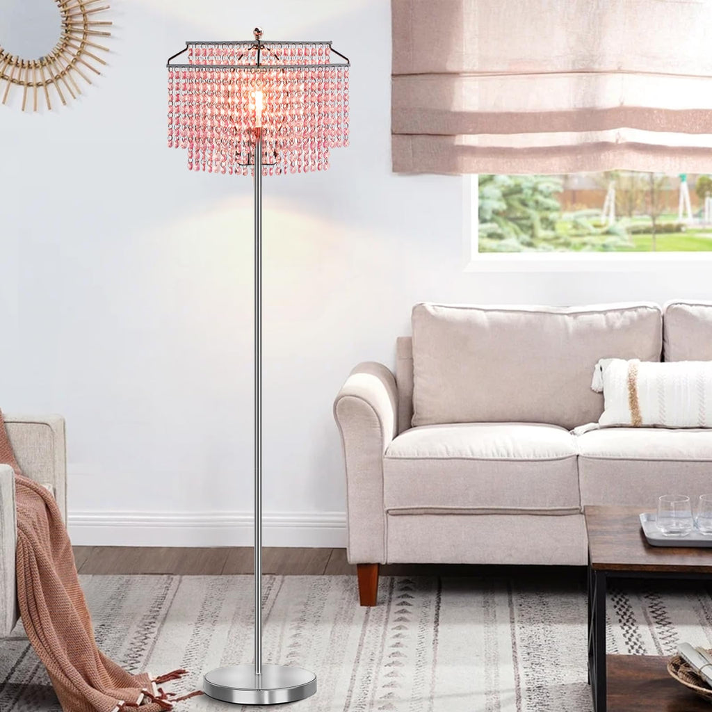 Pink Crystal Floor Lamp, 64" Tall Standing Lamps