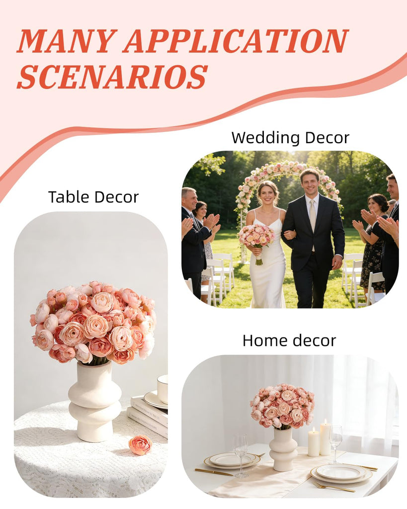 24 Pcs Mini Ranunculus Artificial Flowers, Faux Silk Mini Ranunculus Flowers Fake Flowers for DIY Bouquets, Table
