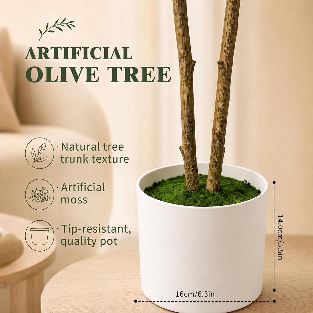6FT Artificial Olive Tree Indoor, Lifelike Faux Tree with Cotton Basket