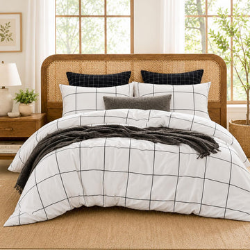 Gingham Comforter Set 3 Pieces, Black White Plaid Bedding