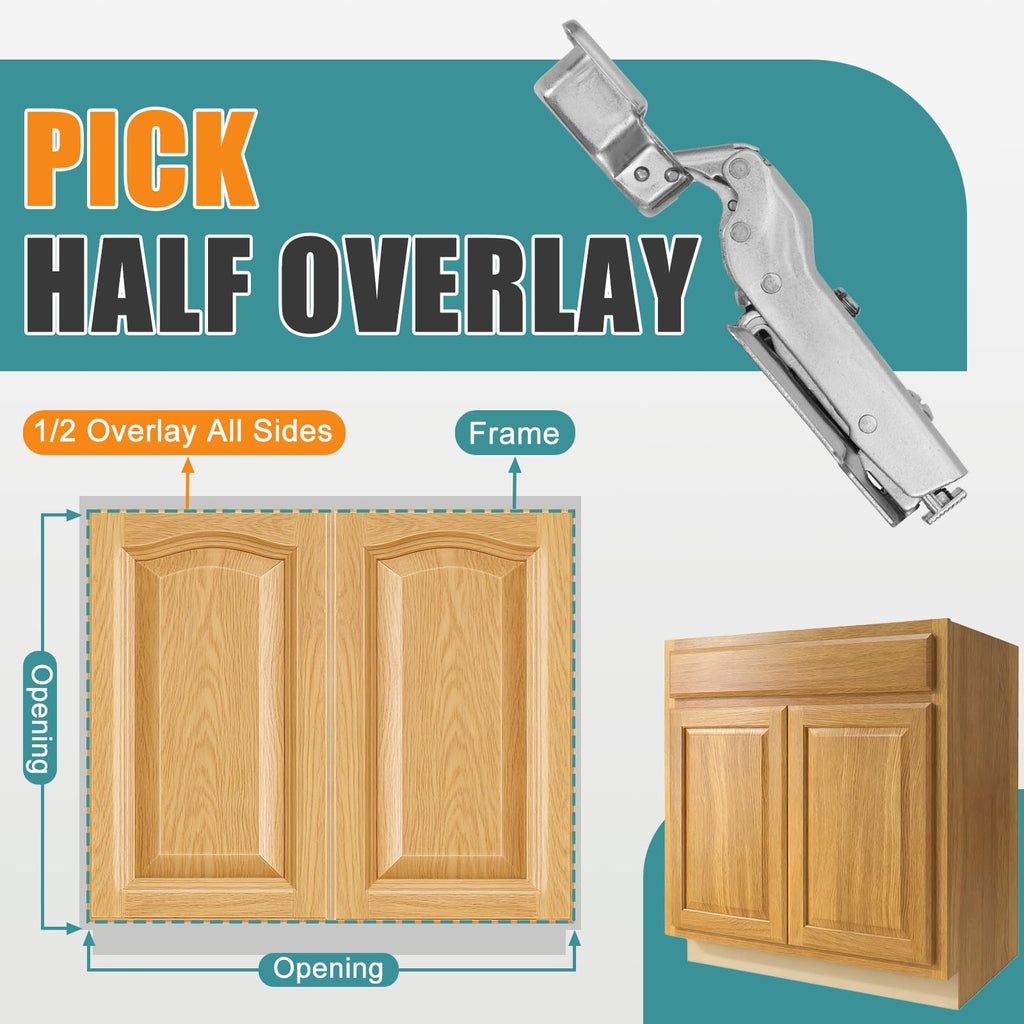 Soft Close Hinges for Frameless Cabinets, 110° Half Overlay, 10 Pack