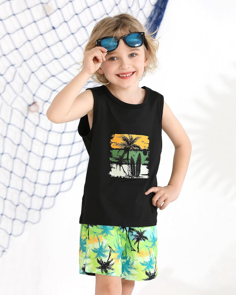 Toddler Baby Boy Summer Clothes 2Pcs Shorts Set Sleeveless Tank Tops Hawaiian T-Shirt Cute Boys Clothing Set