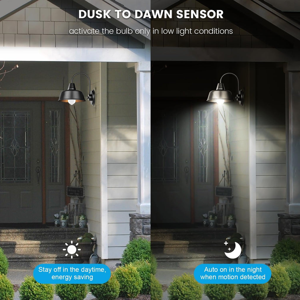 Motion Sensor Light Bulbs, Dusk to Dawn, 100 Watt Equivalent, 5000K 4 Pack