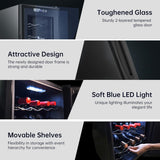 18 Bottle Wine Cooler, Freestanding Wine Fridge with Glass Door
